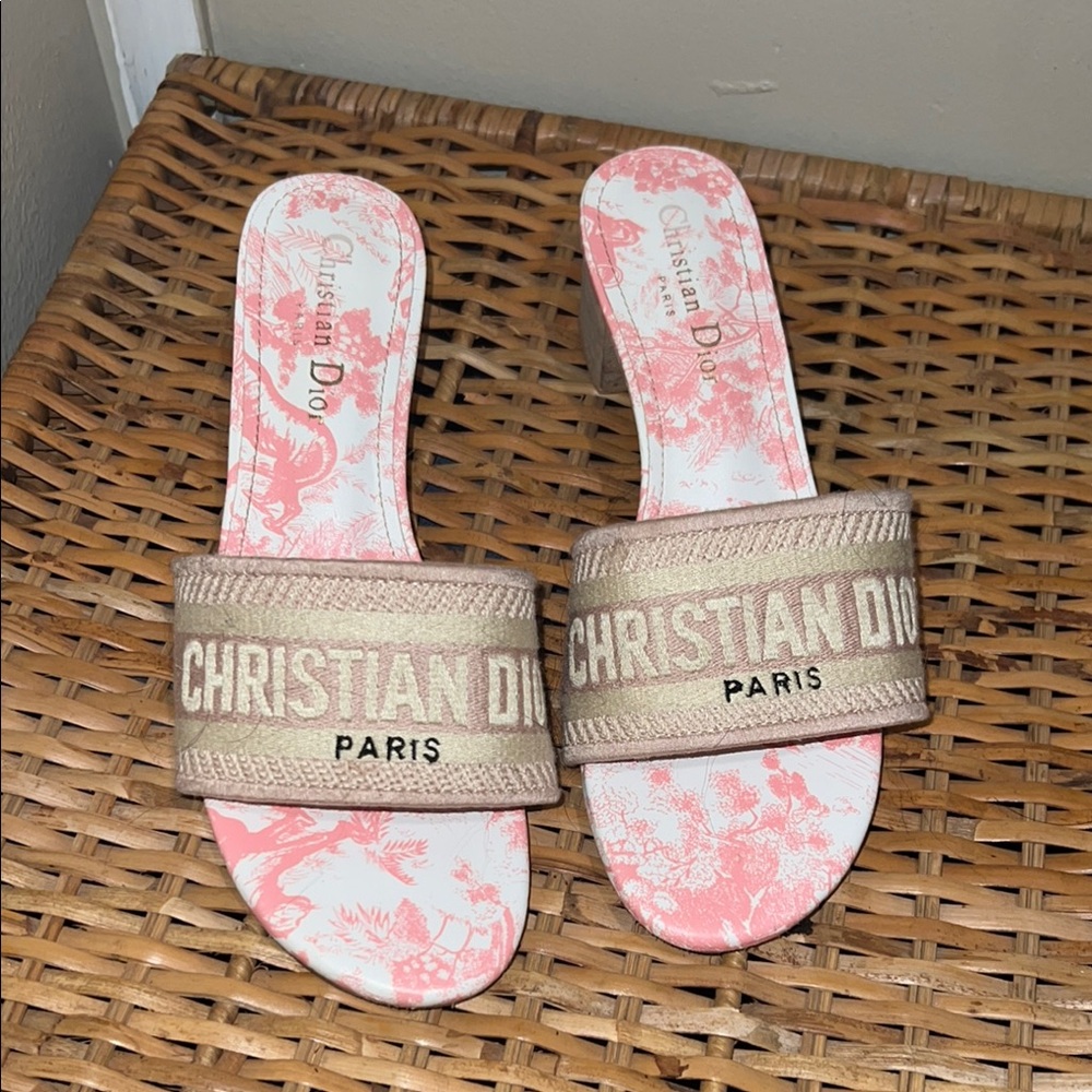 Christian Dior Gold Slide Sandals